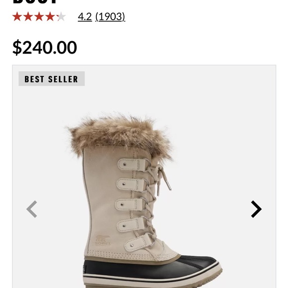 Sorel Woman’s Joan of Arc Boot size 6.5, color is Fawn and Omega Taupe - Picture 3 of 5